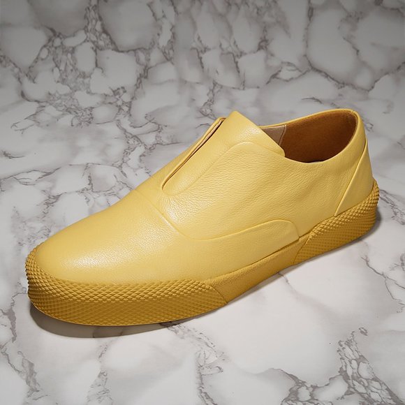 Casual Shoes Genuine Cow Leather Black Yellow main image 4